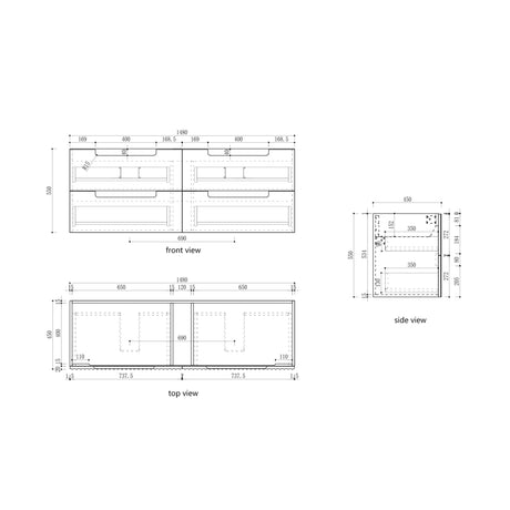 Aulic 1500mm Lovina Tier Single/Double Bowl Wall Hung Vanity CAWH55-1500 Vanity Units