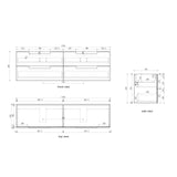 Aulic 1800mm Lovina Tier Single/Double bowl Wall Hung Vanity CAWH55-1800 Vanity Units