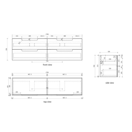Aulic 1800mm Lovina Tier Single/Double bowl Wall Hung Vanity CAWH55-1800 Vanity Units