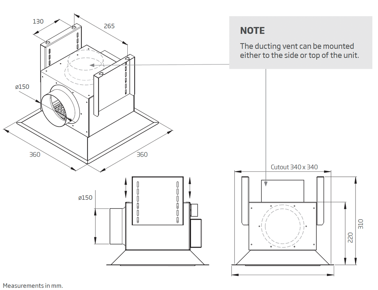 Schweigen CC-PARA4WSP2 Modular Ceiling Cassette Rangehood x4 with 3000M3/Hr Motor, Stainless Steel