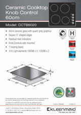 Kleenmaid CCTB6020 60cm Knob Control Ceramic Cooktop