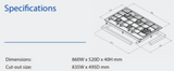 Blanco Cglp905Wxffc 90Cm Italian Made Stainless Steel Gas Cooktop