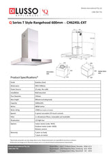 Q SERIES CH624SL-EXTHGIX 90cm Silent Canopy Rangehood, Indoor Motor