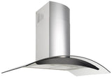 Q SERIES CH903GSTL-EXTHGIX 90cm Curved Glass Silent Canopy Rangehood, Indoor Motor