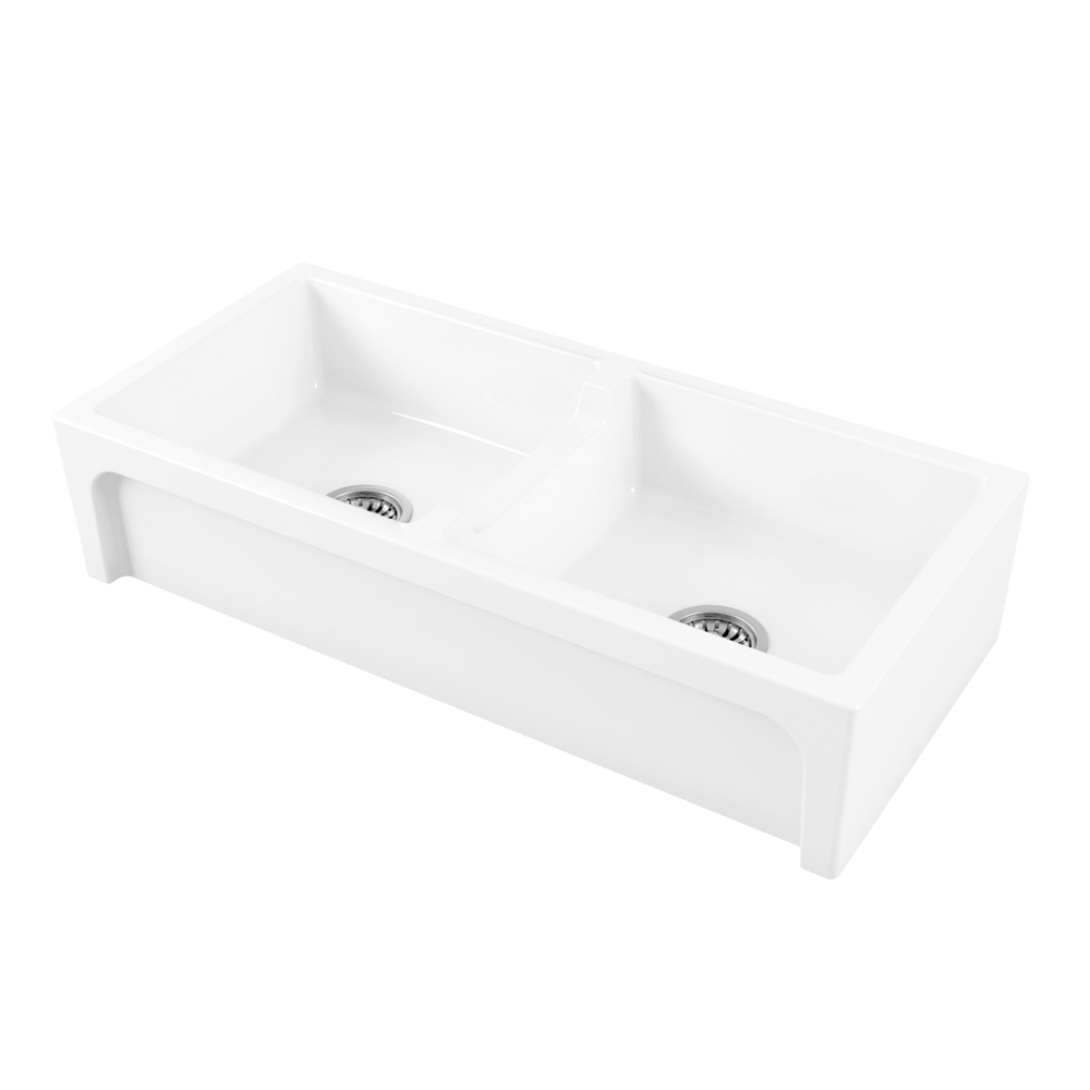 Abey Charles I Double Bowl Sink, 1003X470mm, Topmount/Undermount, White, CHARLES-1W