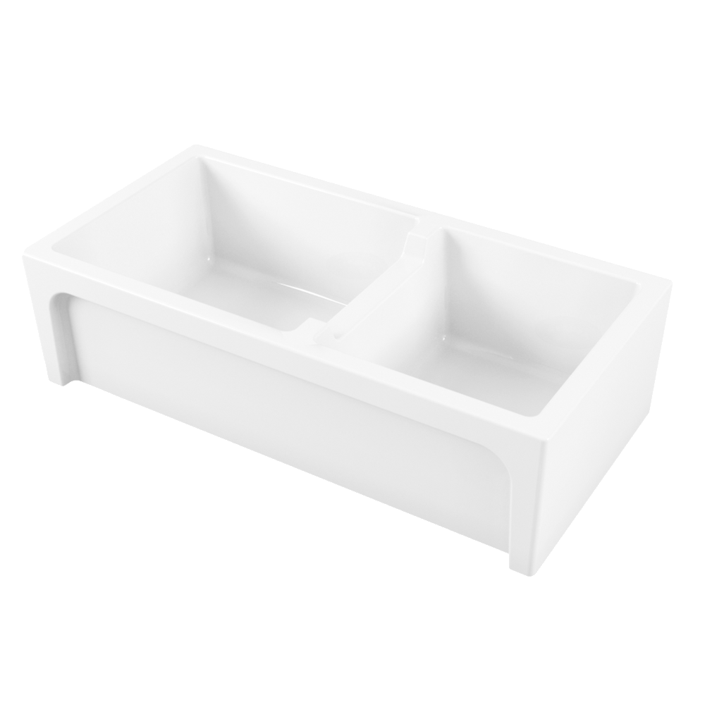 Abey Charles II Double Bowl Sink, 914X460mm, Topmount/Undermount, White, CHARLES-2W