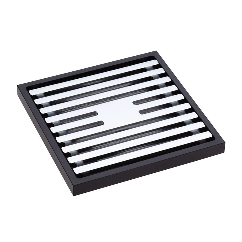Fienza CHG1085MBKCP Square Slim Grate Floor Waste, 88mm Outlet, Matte Black and Chrome - Special Order