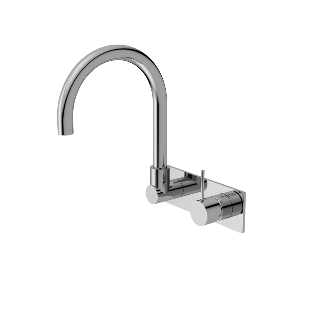 Nero NR221910PCH Mecca Wall Basin/Bath Mixer Swivel Spout Handle Up - Chrome
