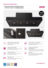 Schweigen CL7372B 120cm Non Silent BBQ Canopy, Twin Motor, 2500m3/hr, Black