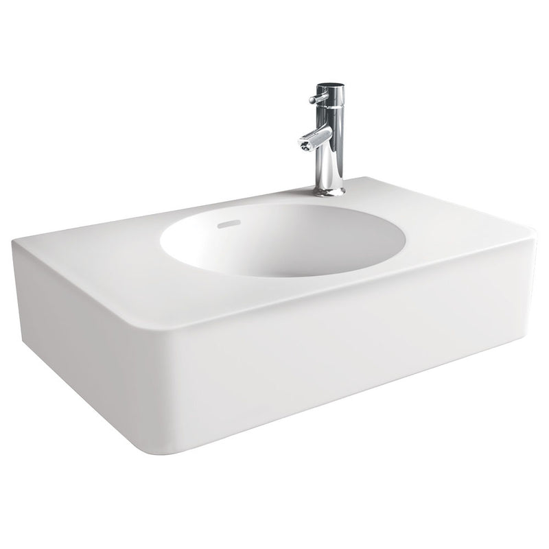 Fienza CSB11-47 Encanto 470 Cast Stone Wall Basin, No Tap Hole, with Overflow