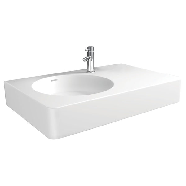 Fienza CSB11-70L Encanto 700 Cast Stone Wall Basin, One Tap Hole, Left Bowl - Special Order