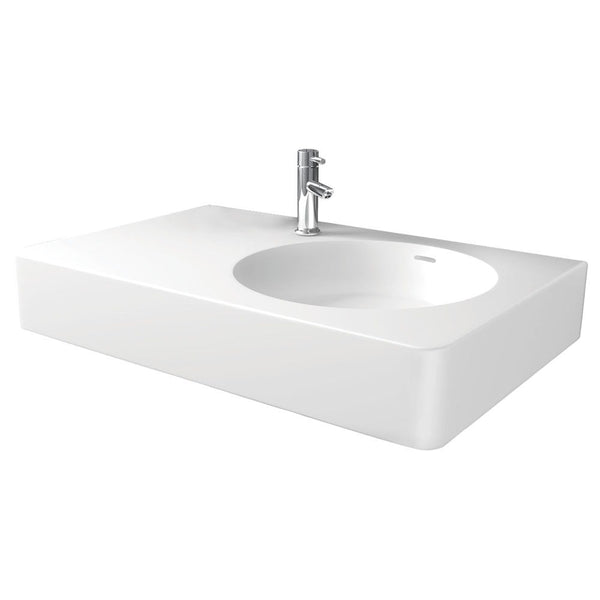 Fienza CSB11-70R Encanto 700 Cast Stone Wall Basin, One Tap Hole, Right Bowl - Special Order
