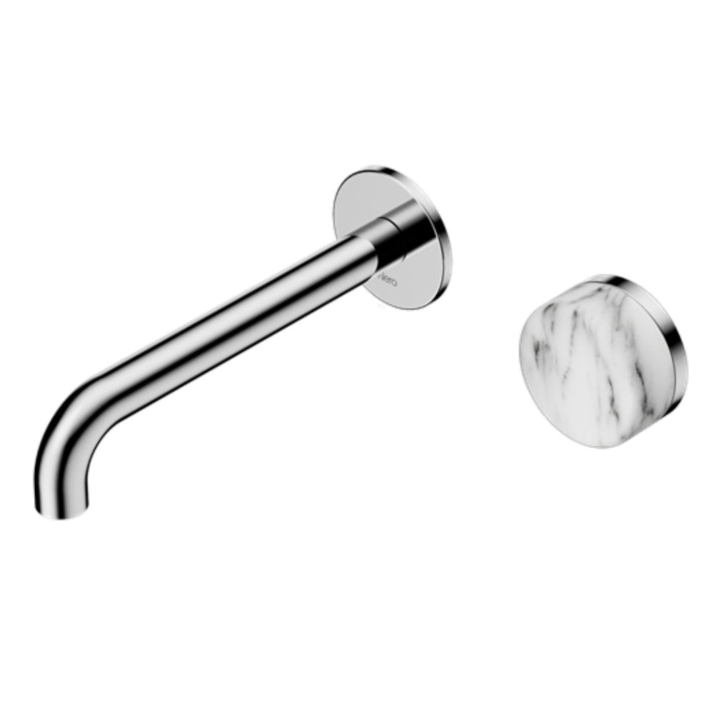 Nero Serenity Progressive Wall Basin Mixer 160mm Spout w/ Arabescato Corchia Handle Chrome 24E064CH
