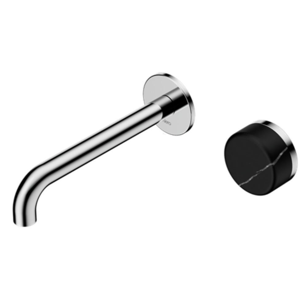 Nero Serenity Progressive Wall Basin Mixer 185mm Spout w/ Marquina Black Handle Chrome 24E139CH