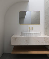 Seima 192618 Cleo 500 Fluted Oval Above Counter Basin, 500x315mm, Gloss White