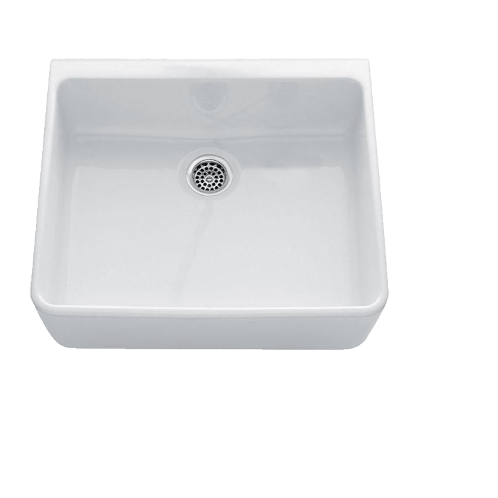Abey Chambord Clotaire Single Bowl Fireclay Sink, 500x500x200mm, White, CLOTAIRE-1W
