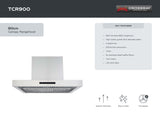 Crossray TCR900 90cm BBQ Canopy Rangehood, Stainless Steel