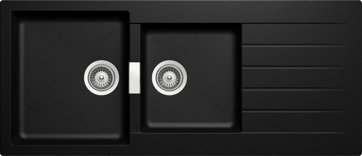 Abey D200B Schock Signus 1 And 3/4 Bowl Sink With Drainer Granite Kitchen Sinks