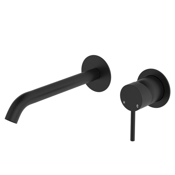 Fienza Kaya D228104B-200 Basin/Bath Wall Mixer 200mm Dress Kit Round Plate Matte Black