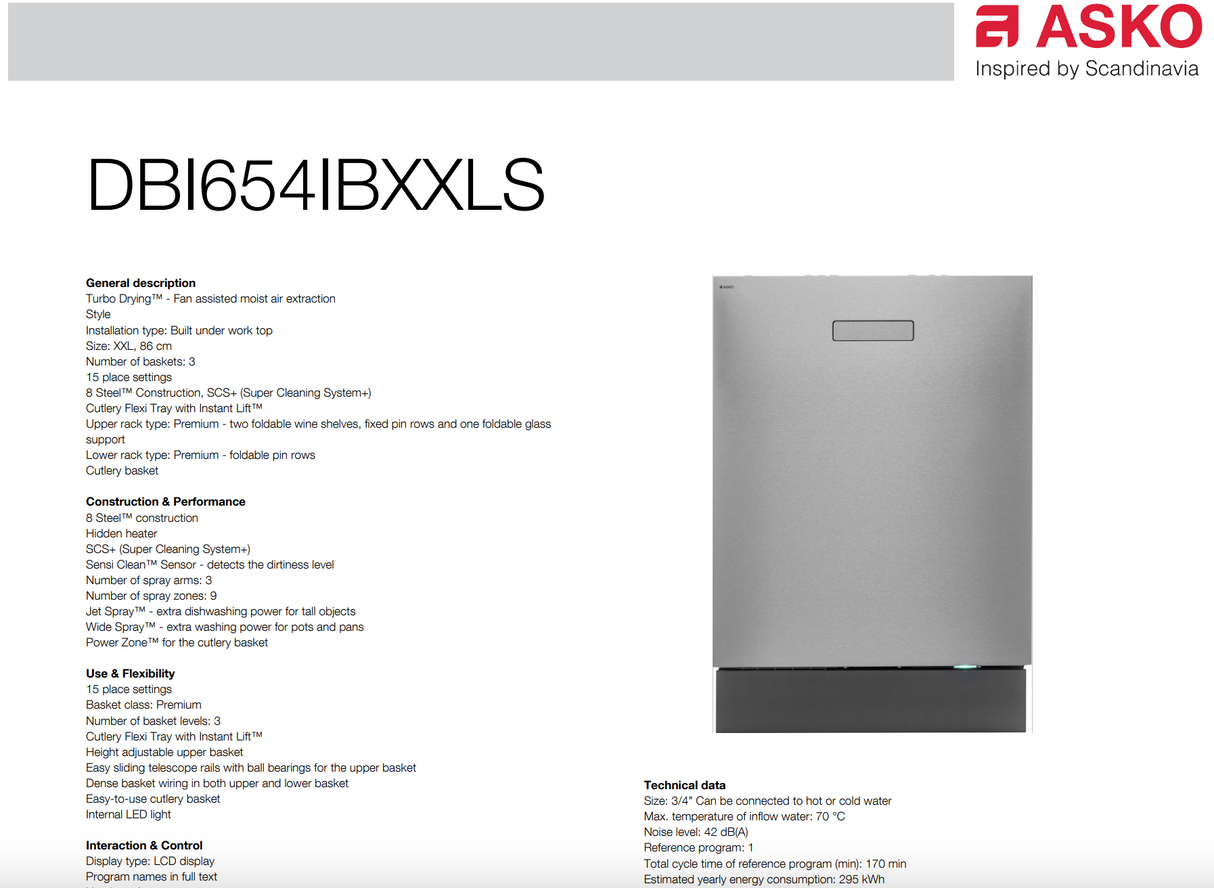 ASKO 60cm Style Built-In Dishwasher Black Steel DBI654IBXXLSAU - ASKO Seconds Discount