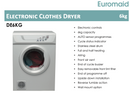 Euromaid DE6KG 6kg Sensor Vented Dryer - Euromaid Seconds Discount