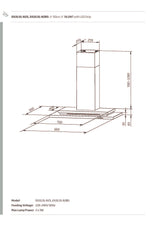 Schweigen DS3131-R2BSP 90cm Silent Wall Mount  Rangehood, 1600m3/hr, Matte Black