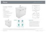 Fienza TCL100NKWR 1000mm Dolce Amato On Kickboard Vanity, Right Drawers, 1 Taphole, Gloss White