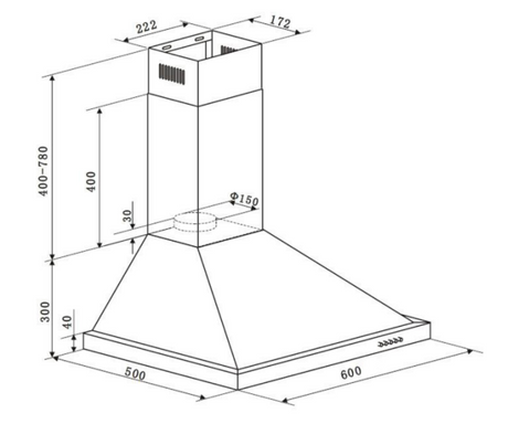Euro Appliances Ea60Sx2 600Mm Stainless Steel Pyramid Canopy - Special Order Rangehoods