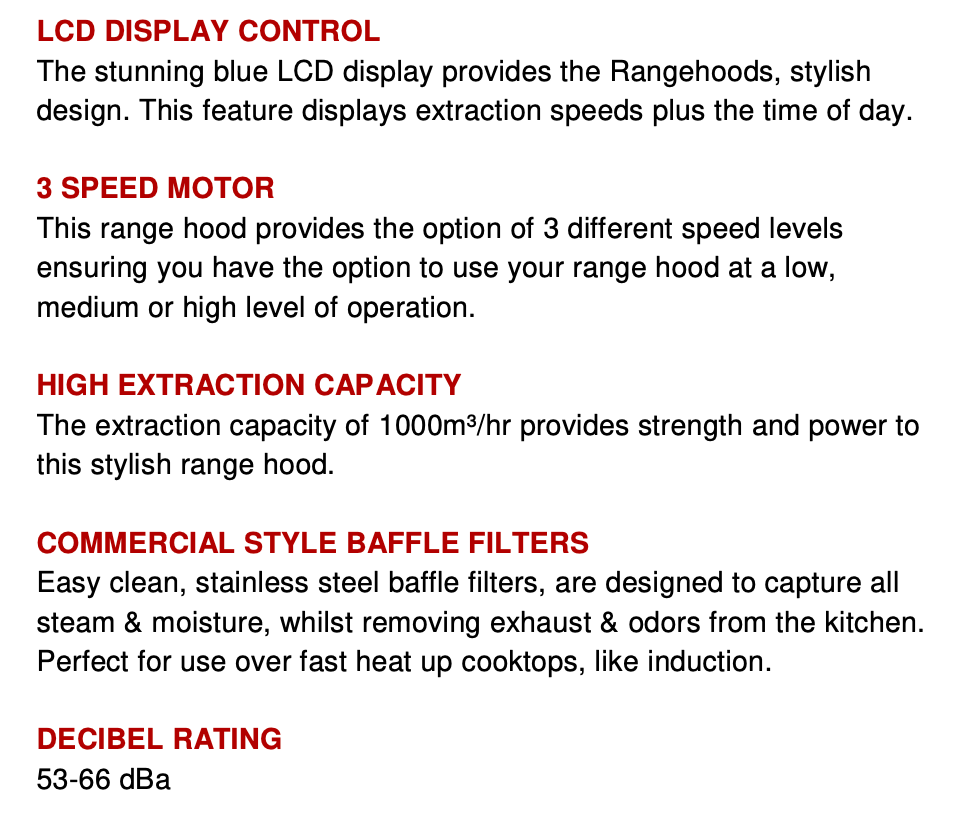 Euro Appliances Ea90Strs 90Cm Straight Touch Control Canopy Rangehoods