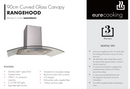 Euro Appliances EAGL90SX2 900mm Glass Canopy Rangehood - Cosmetic Defect Discount - Next Day Availability