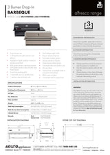 Euro Appliances EAL1175DIBBQBL 3 Burner/Infrared Built-In BBQ, Matte Black