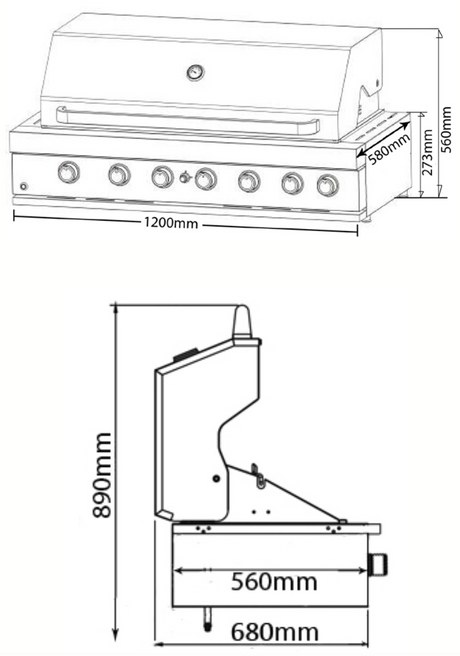 Euro Appliances Eal1200Rbqbssh Dark Stainless Steel 6 Burner Built-In Bbq Built In