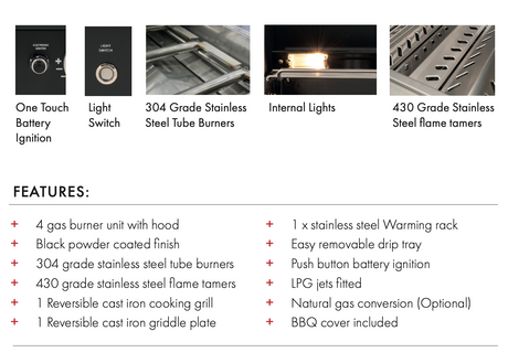 Euro Appliances Eal900Rbqbl Black 90Cm Built In Bbq In