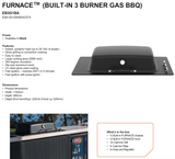 Everdure EB3G1BA 3 Burner Furnace Built In BBQ, Black