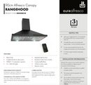 Euro Appliances EBB900BK3R 90cm Black Finish Alfresco Canopy with Remote - 1000m3/hr - Ex Display Discount