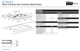 Euromaid EC95GLB 90cm 5 Burner Black Glass Gas Cooktop - Ex Display Discount
