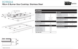 Euromaid 90cm Gas Cooktop With 5 Burners, Stainless Steel EC95GLS