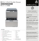 Euro Appliances EDD60S 60cm In-Built Double Drawer Dishwasher - Clearance Discount