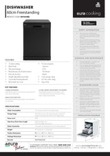 Euro Appliance EDV604BK 60cm Dishwasher, Black