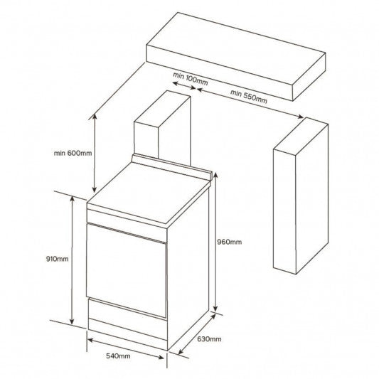 Euromaid Efs54Fc-Sew 540Mm White 5-Function Electric Freestanding Cooker Stove