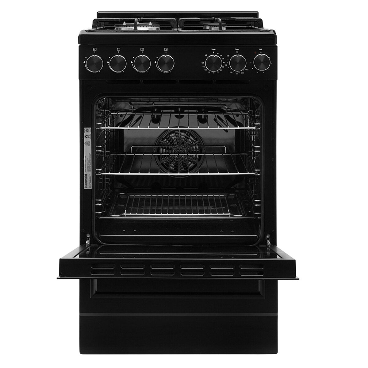 Euromaid EFS54FC-SGB 54cm Black Finish Gas Freestanding Stove