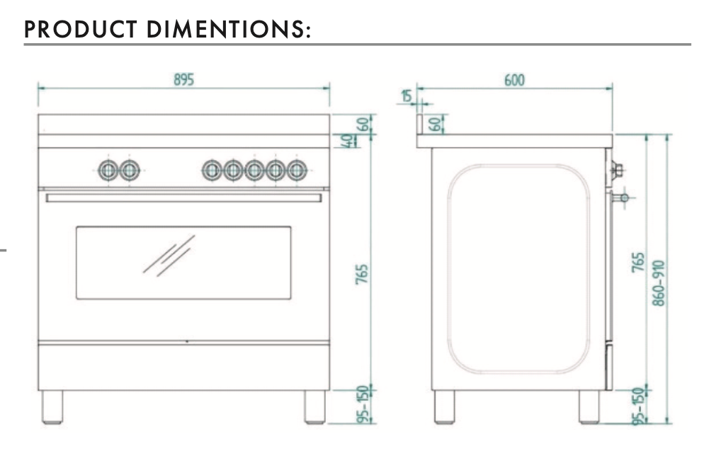 Euro Appliances Efs900Gx 90Cm Gas Freestanding Stove