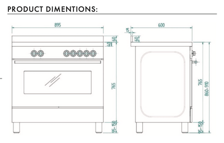 Euro Appliances Efs900Gx 90Cm Gas Freestanding Stove