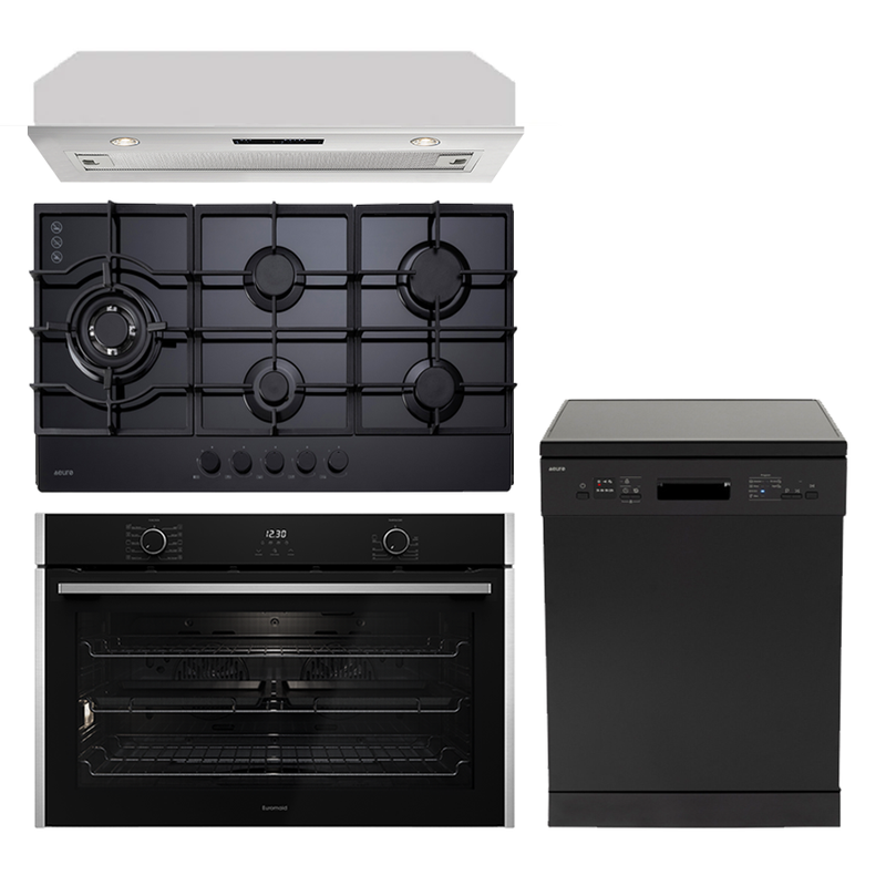 Euro Appliances x Euromaid  90cm Black Glass Package No. 1