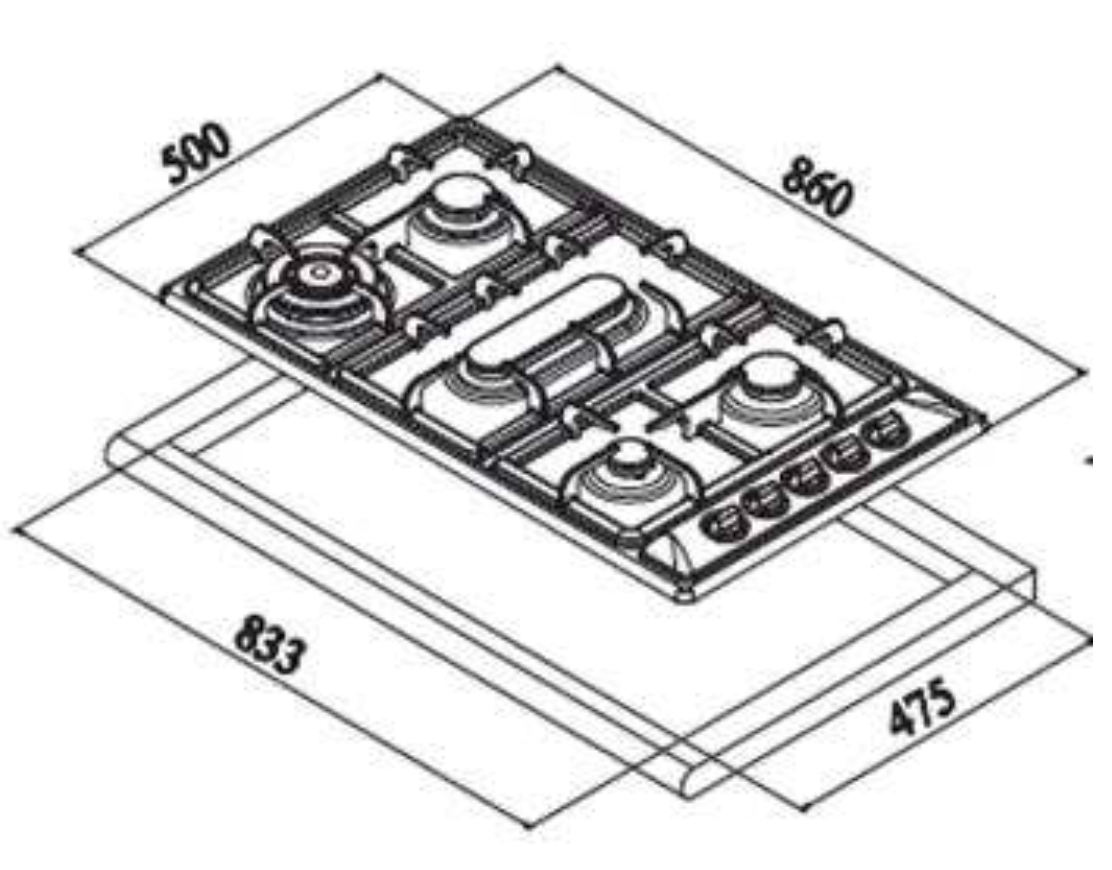 Euro Appliances Premium Series Italian Made Egz90Lwfcsxs 90Cm Stainless Steel Gas Cooktop