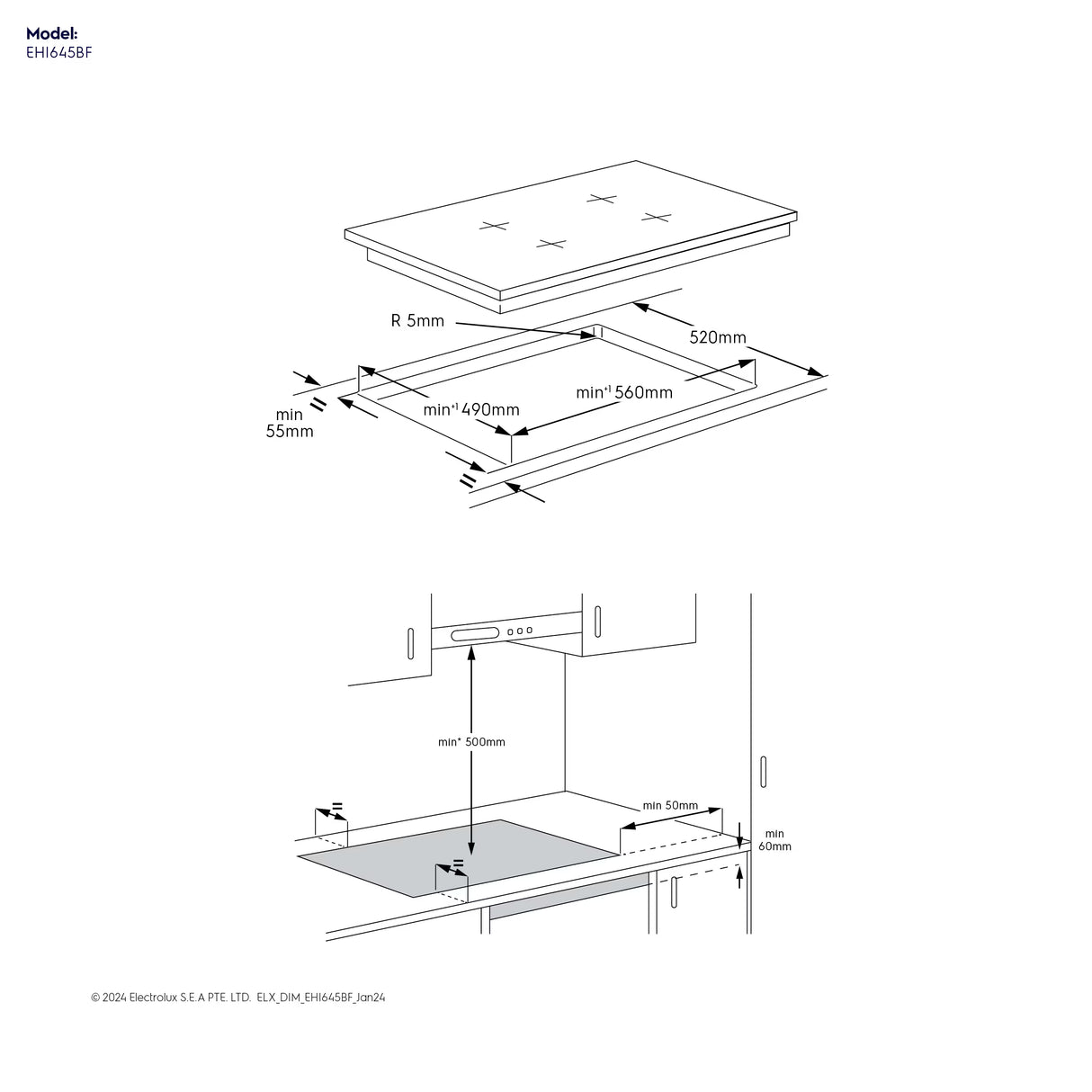 Electrolux EHI645BF 60cm UltimateTaste 700 4 Zone Induction Cooktop - Factory Seconds