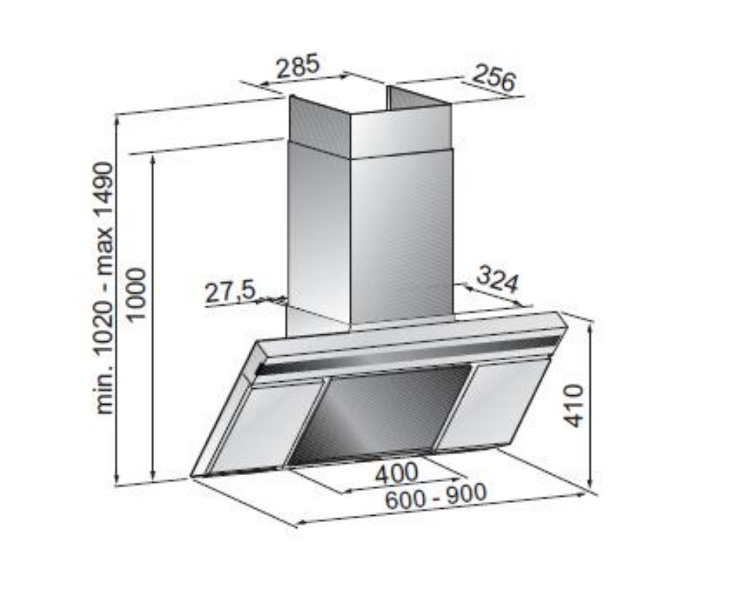 Euro Appliances Ein90Wsx 90Cm Italian Made Canopy Rangehoods