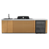 Everdure EK3B1ASBIM Seabreeze 3 Burner BBQ Timber Look Modular Outdoor Kitchen with Sink & Beverage Cooler
