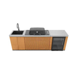 Everdure EK3B1ASBIM Seabreeze 3 Burner BBQ Timber Look Modular Outdoor Kitchen with Sink & Beverage Cooler