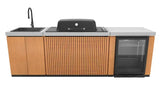 Everdure EK3B1ASBIM Seabreeze 3 Burner BBQ Timber Look Modular Outdoor Kitchen with Sink & Beverage Cooler